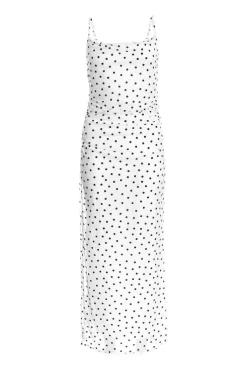 Quiz White Polka Dot Print Midaxi Dress Outlet