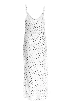 Quiz White Polka Dot Print Midaxi Dress Outlet