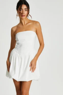 Quiz White Puff Ball Mini Dress Outlet