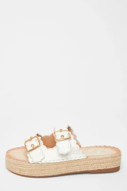 Quiz Scallop Flatform Sandals White Best