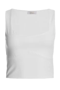 Quiz Scoop Neck Crop Top White Outlet