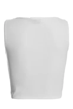 Quiz Scoop Neck Crop Top White Outlet