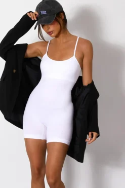 Quiz Seamless Playsuit White New