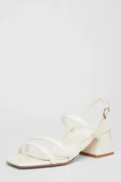Quiz Sling Back Heeled Sandal White Discount