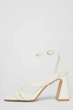 Quiz Strappy Block Heels White Discount