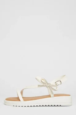 Quiz White Strappy Bow Detail Sandal Hot