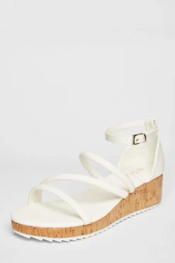 Quiz White Strappy Low Wedges Sale