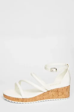 Quiz White Strappy Low Wedges Sale