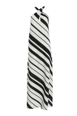 Quiz White Stripe Halter Maxi Dress Discount