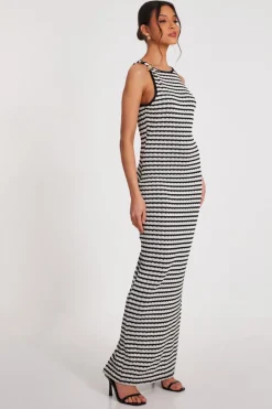 Quiz White Stripe Midaxi Dress Hot