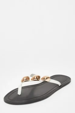 Quiz Toe Thong Flat Sandals White Online