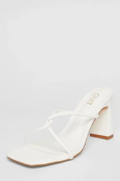 Quiz Twist Front Strappy Block Heels White Hot