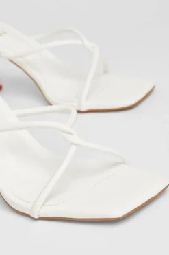 Quiz Twist Front Strappy Block Heels White Hot