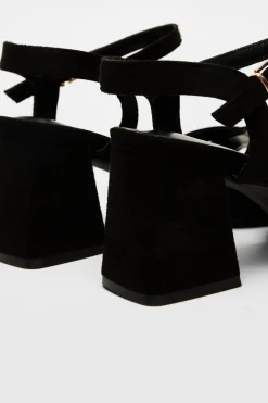 Quiz Wide Fit Black Faux Suede Heeled Sandals Hot