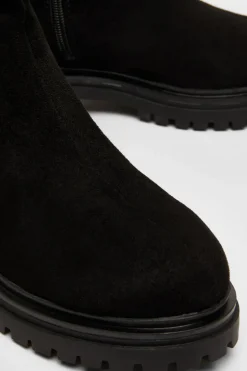 Quiz Wide Fit Black Faux Suede Ankle Boots New