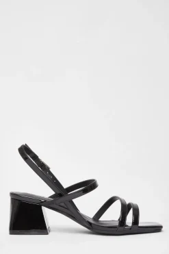 Quiz Wide Fit Patent Heeled Sandals Black Discount
