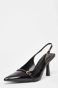 Quiz Wide Fit Slingback Court Heels Black Online