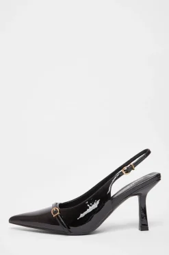 Quiz Wide Fit Slingback Court Heels Black Online