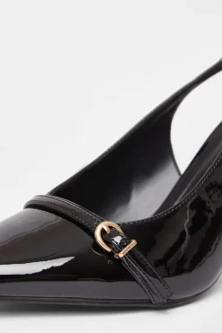 Quiz Wide Fit Slingback Court Heels Black Online