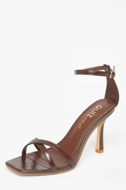 Quiz Wide Fit Barely There Heels Brown