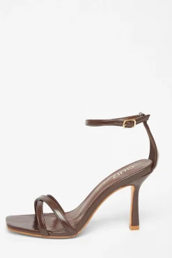 Quiz Wide Fit Barely There Heels Brown