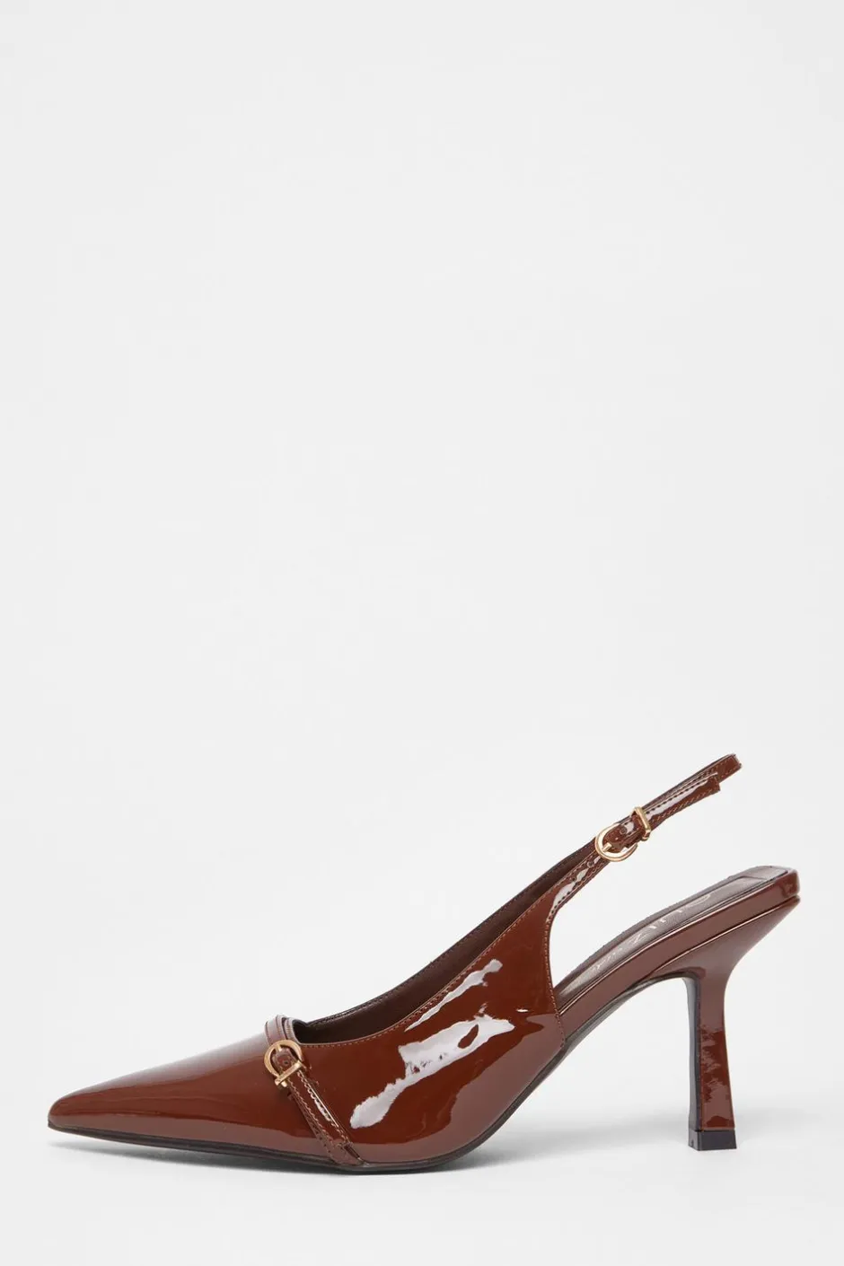 Quiz Wide Fit Slingback Court Heels Brown New