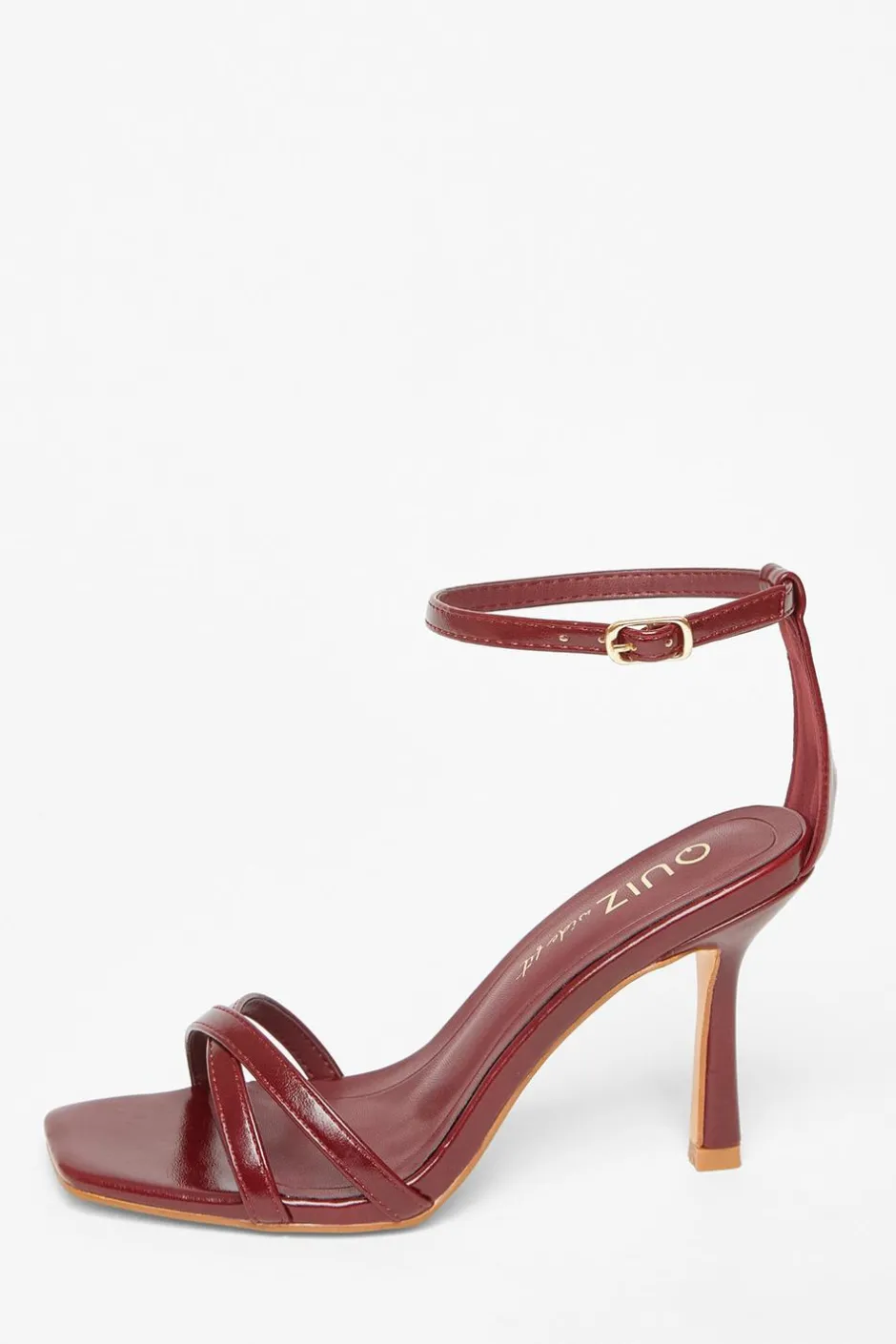 Quiz Wide Fit Dark Red Barely There Heels Burgundy Hot