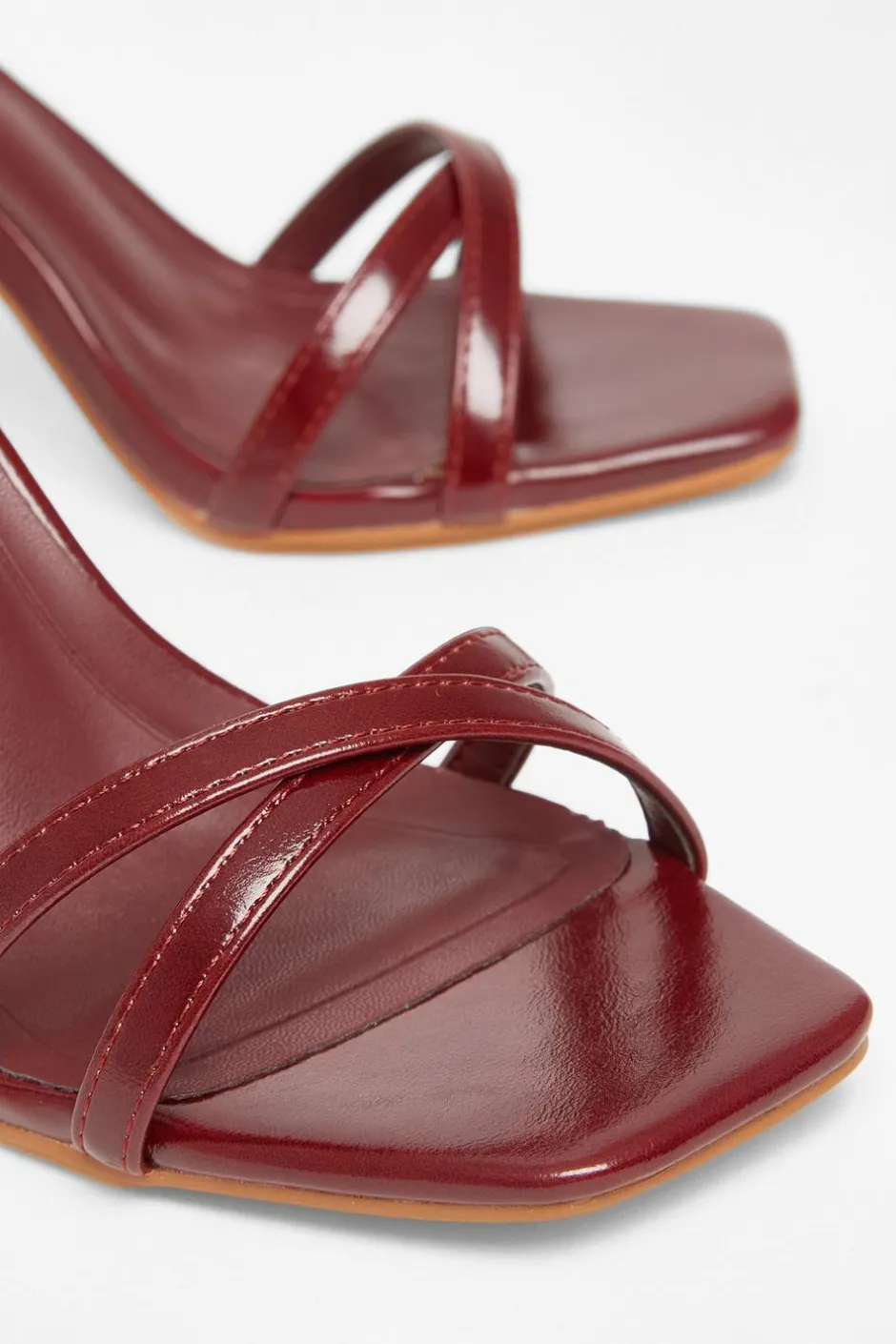 Quiz Wide Fit Dark Red Barely There Heels Burgundy Hot