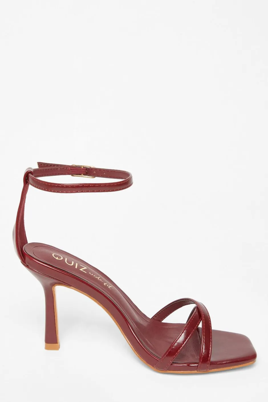 Quiz Wide Fit Dark Red Barely There Heels Burgundy Hot
