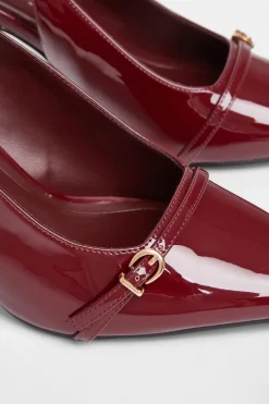 Quiz Wide Fit Dark Red Slingback Court Heels Burgundy Sale
