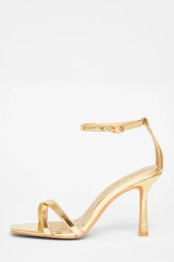 Quiz Wide Fit Barely There Heels Gold Discount