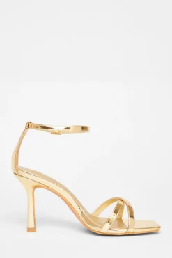 Quiz Wide Fit Barely There Heels Gold Discount