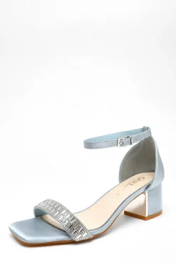 Quiz Wide Fit Light Blue Satin Heeled Sandals Hot