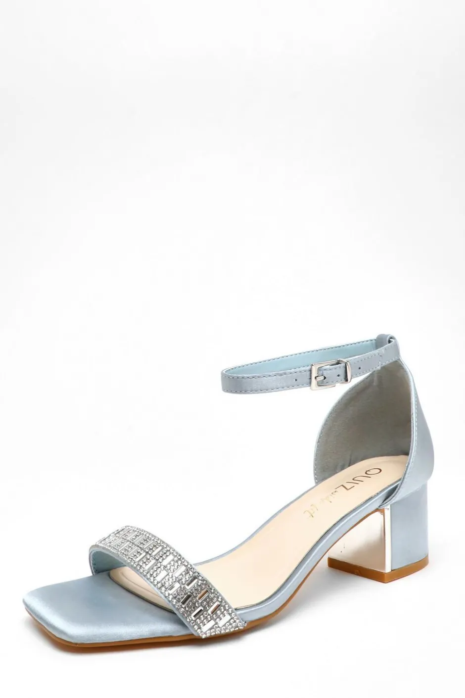 Quiz Wide Fit Light Blue Satin Heeled Sandals Hot