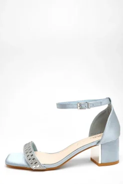 Quiz Wide Fit Light Blue Satin Heeled Sandals Hot