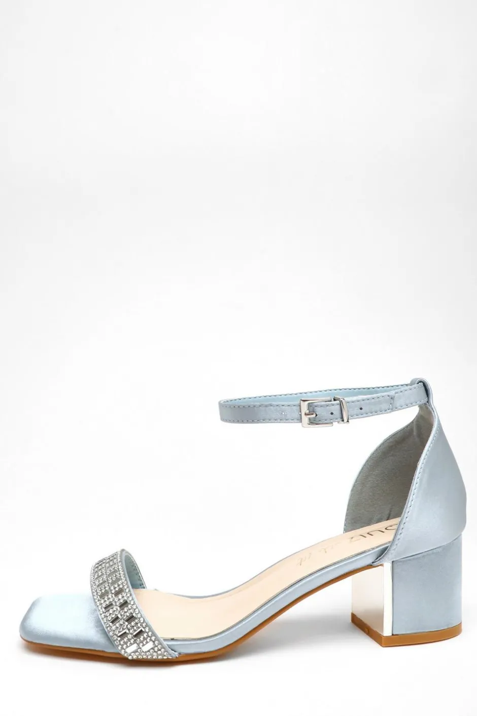 Quiz Wide Fit Light Blue Satin Heeled Sandals Hot