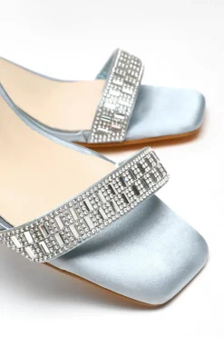 Quiz Wide Fit Light Blue Satin Heeled Sandals Hot