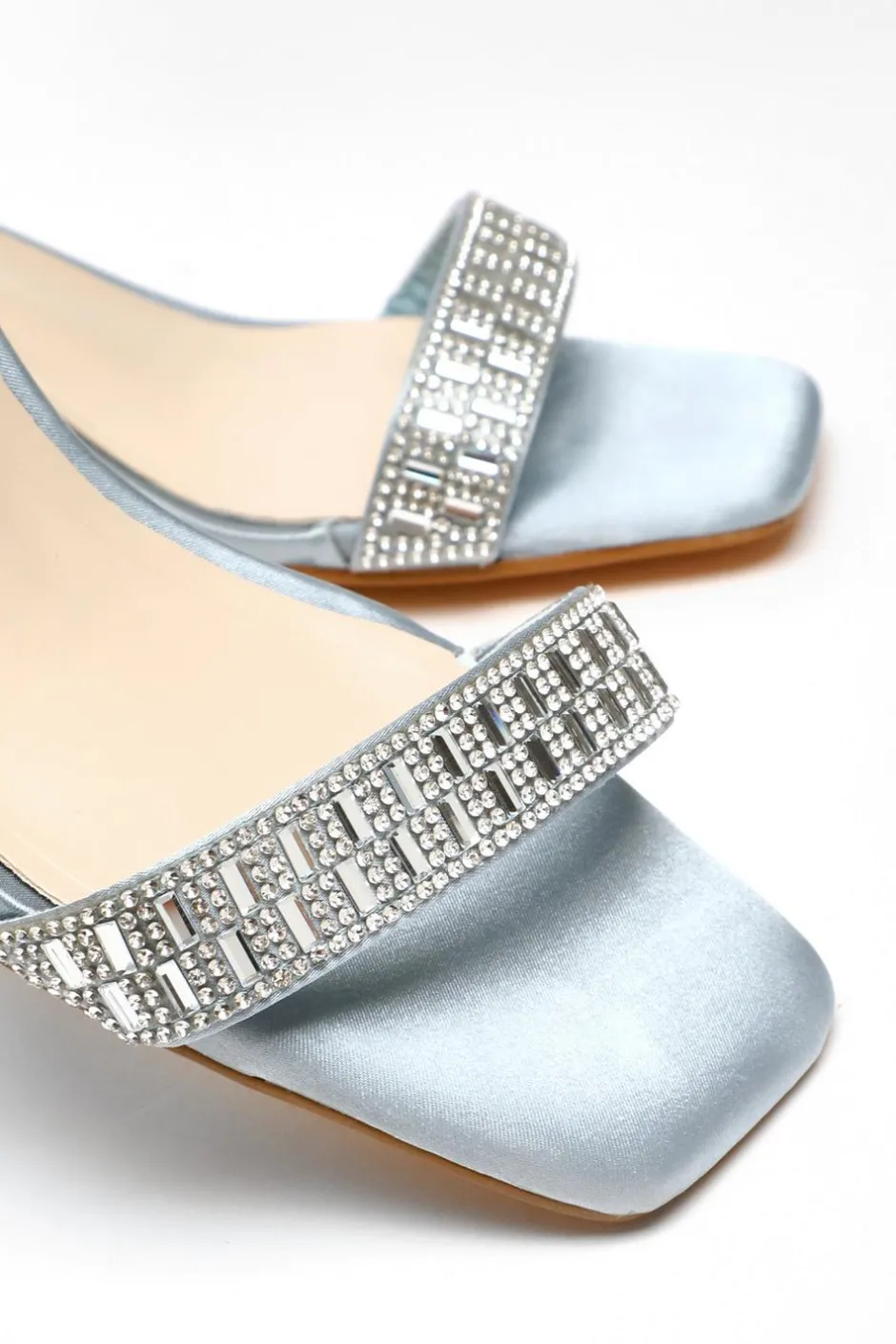 Quiz Wide Fit Light Blue Satin Heeled Sandals Hot