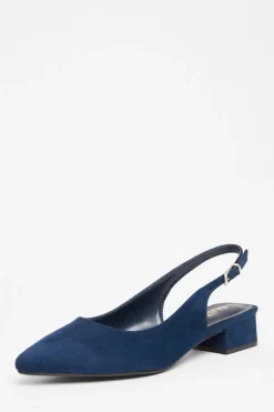 Quiz Wide Fit Faux Suede Pumps Navy