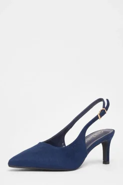 Quiz Wide Fit Slingback Court Heels Navy Online