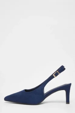 Quiz Wide Fit Slingback Court Heels Navy Online
