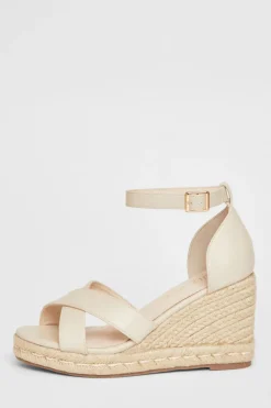 Quiz Wide Fit Faux Leather Wedges Nude Online