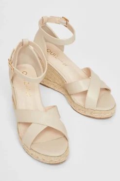 Quiz Wide Fit Faux Leather Wedges Nude Online