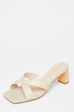 Quiz Wide Fit Mule Heels Nude Sale