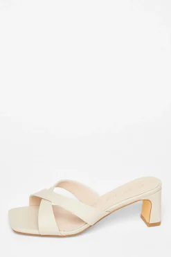 Quiz Wide Fit Mule Heels Nude Sale