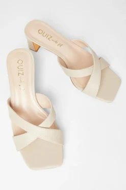 Quiz Wide Fit Mule Heels Nude Sale