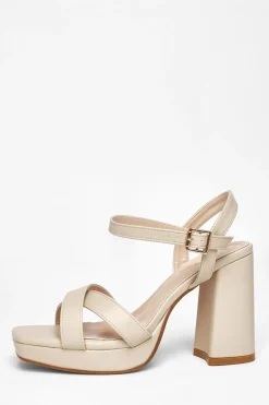 Quiz Wide Fit Platform Heels Nude Online