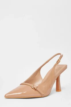 Quiz Wide Fit Slingback Court Heels Nude Outlet