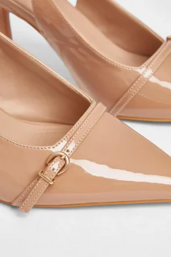 Quiz Wide Fit Slingback Court Heels Nude Outlet