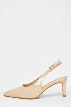 Quiz Wide Fit Slingback Court Heels Nude Outlet